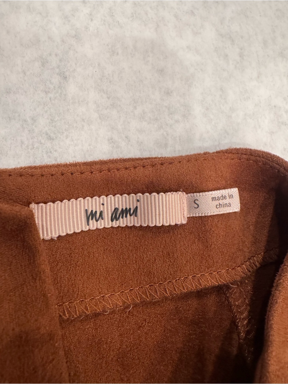 miami Brown Suede-Look Dress with Pink Label